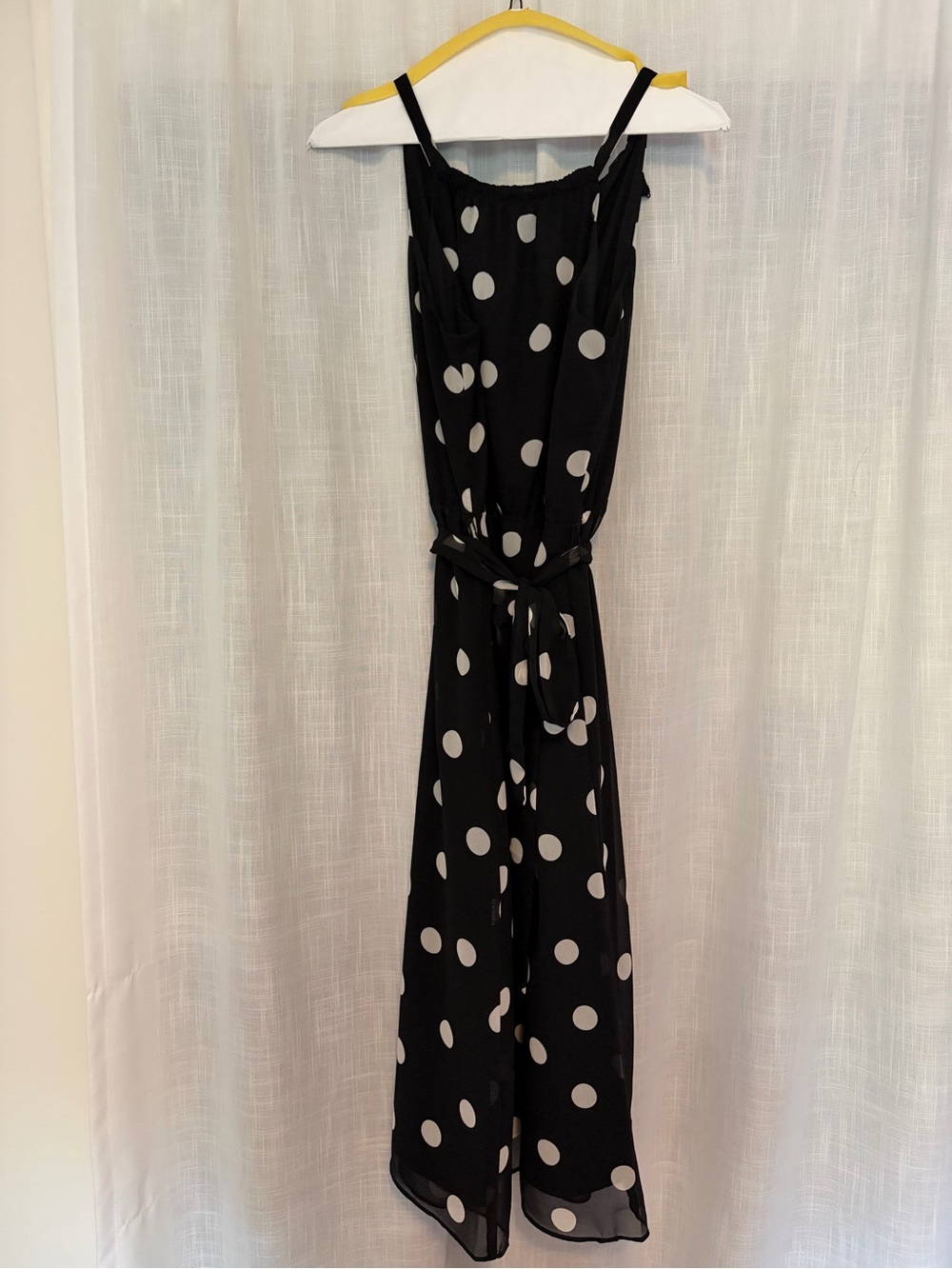 Banana Republic Black Polka Dot Sleeveless Midi Dress